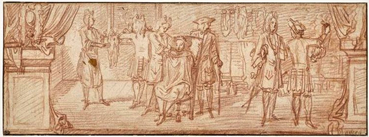 Pater Drawing Study After Watteau's L'Abreuvoir