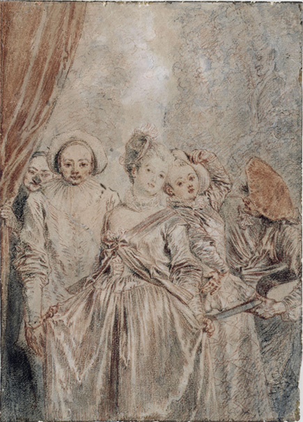 Watteau Drawing Four Studies of a Woman